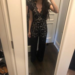 Alice and Olivia black lace jumpsuit